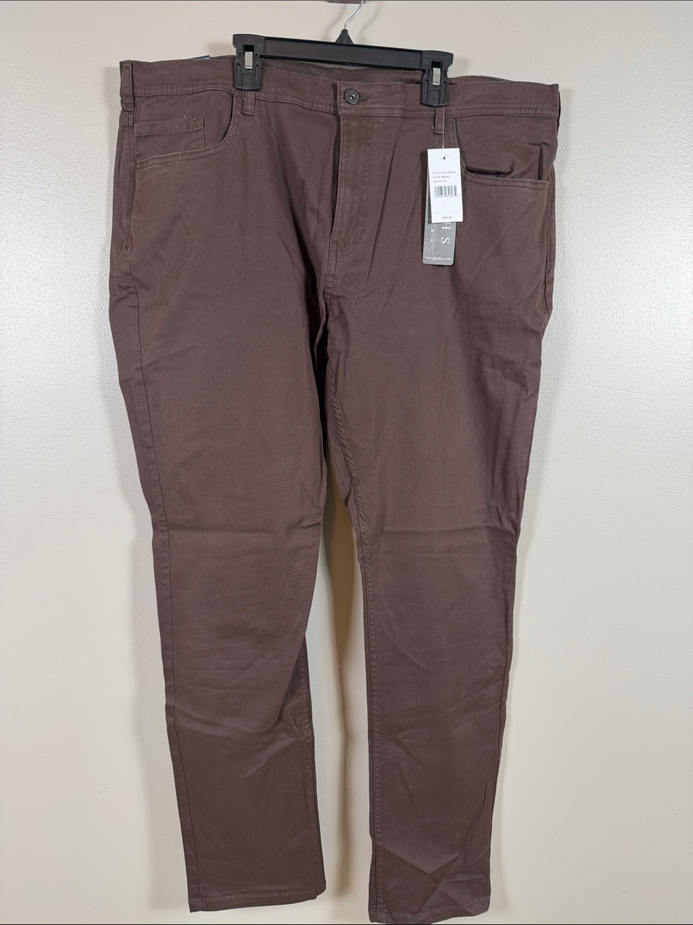Jachs Men's Brown Slim Fit Stretch Pants 42x32